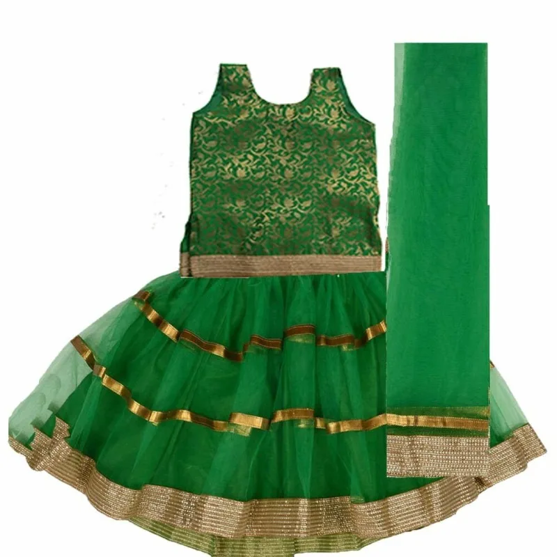 Ragazze Lehenga Choli Cucito Abbigliamento Etnico Bambini Manica A Fessura Lehenga Abbigliamento Festivo