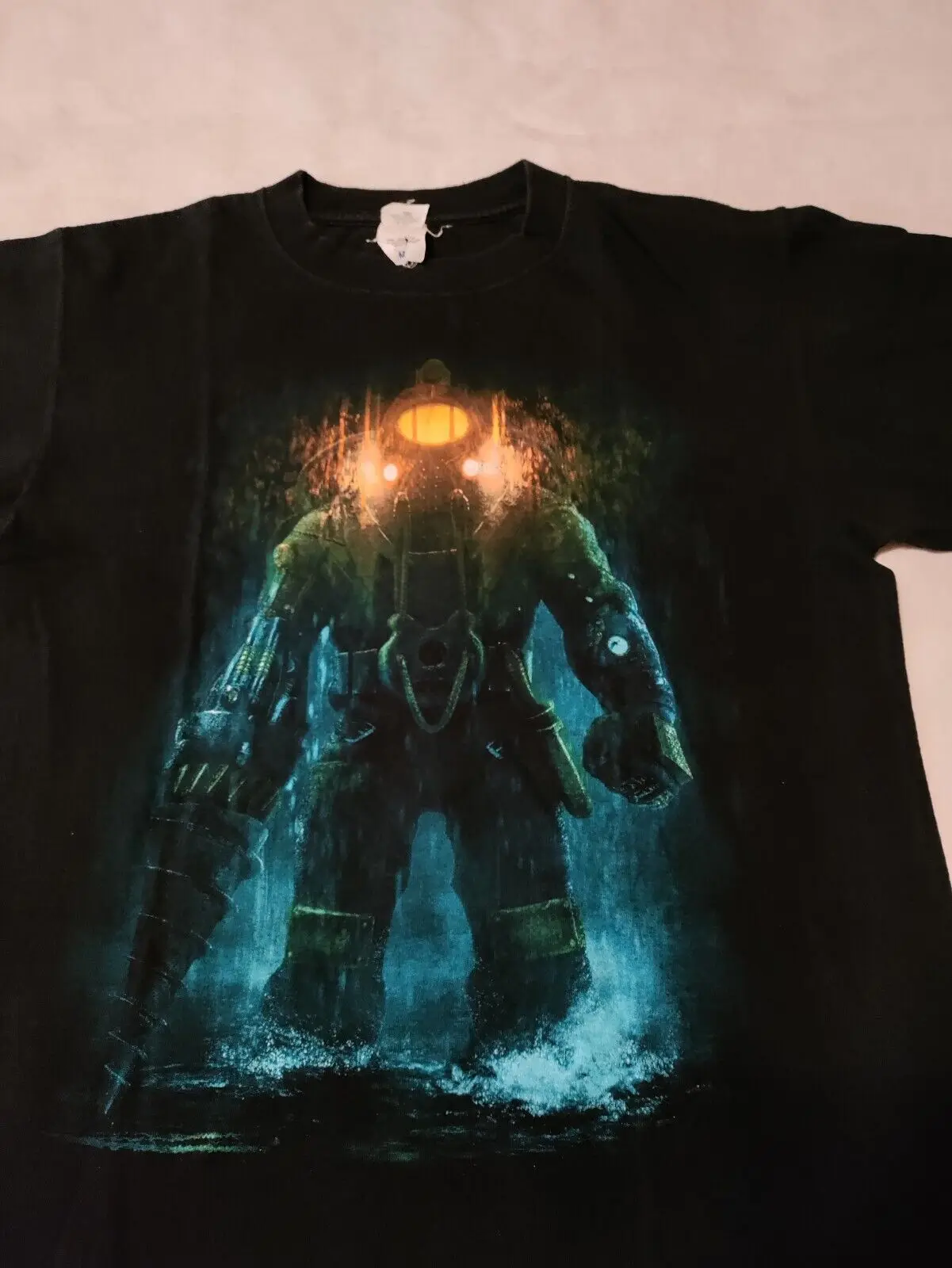 Vintage Y2K Bioshock 2 Big Daddy Videogioco Promo T-Shirt M Maniche Lunghe O Corte