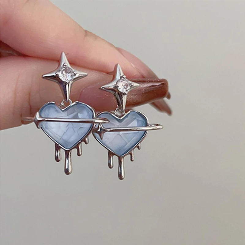 New Sweet Cool Style Creamy Blue Love Star Orecchini Moda Donna Lava Drops Orecchino Geometrico Irregolare Regalo Di Gioielli Per Feste