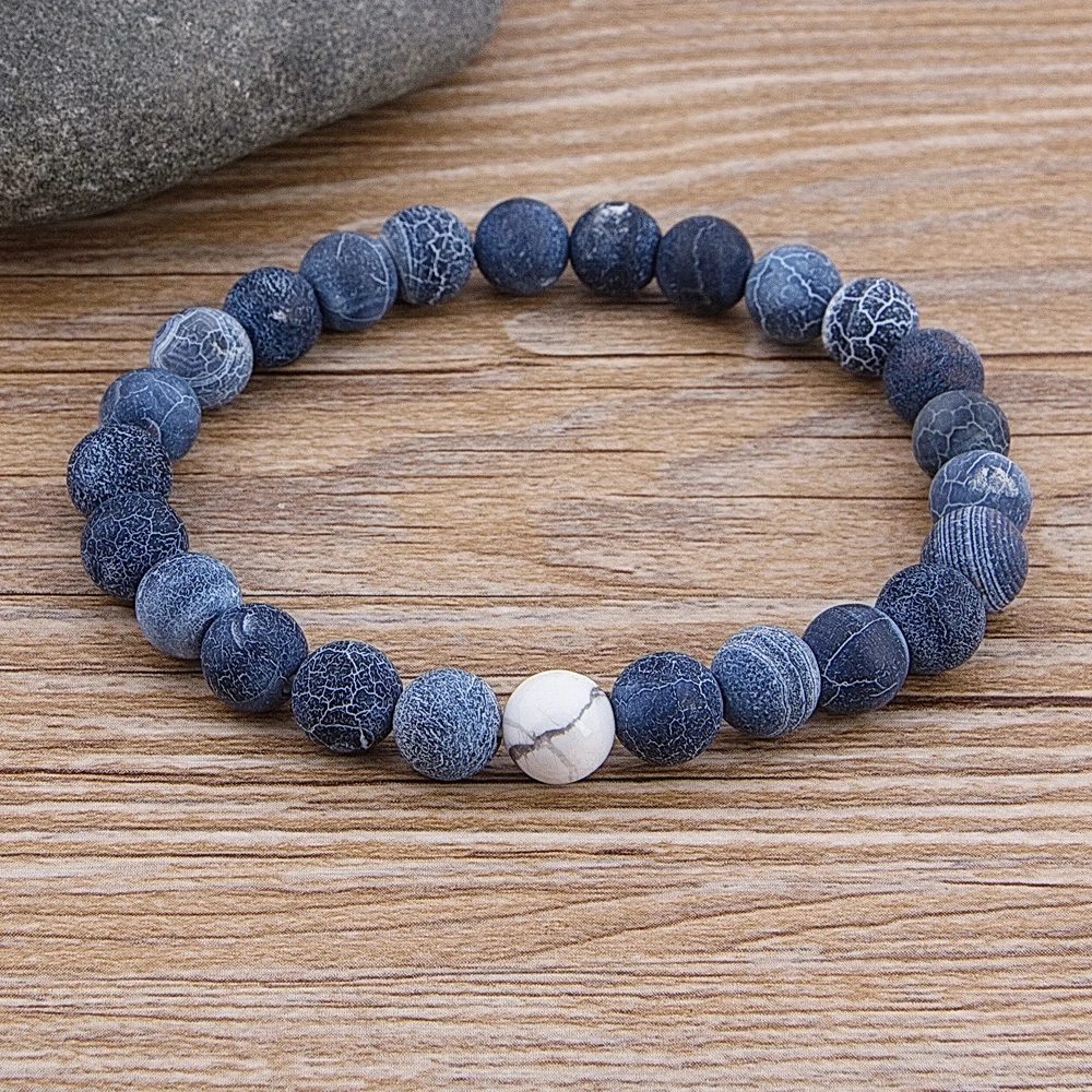 Tyo Custom Female Male Marble Bead Tiger Eye Bead Blue Bead Lava Natural Stone Bead Bracciale Wide 8Mm Stone Handmade Jewelry