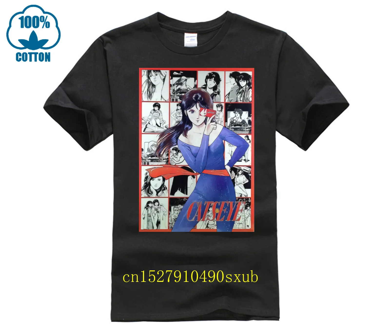T Shirt Maglia Meme Tributo Occhi Di Gatto Cats Eye Anime Manga Cartone Anni 80