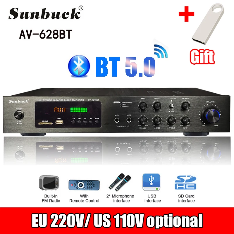 110/220V 2000W Bluetooth Power Amplifier Audio Subwoofers Hifi Stereo Surround Sound Digital Amplifiers For Home Karaoke Theater