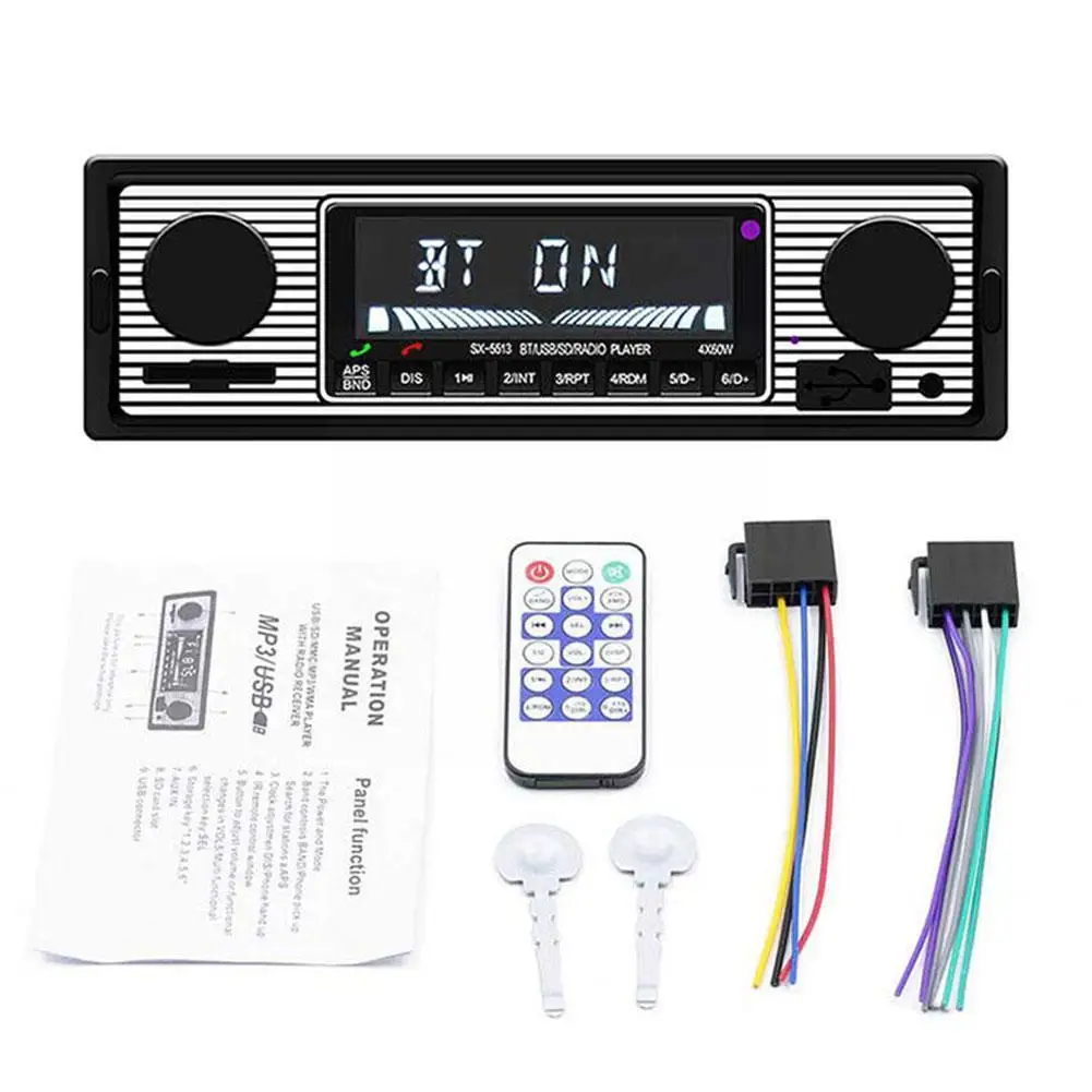 Bluetooth Autoradio Vintage Dual Manopola Lettore Mp3 Fm Classic Car Aux Retro Tuner Ricevitore Audio Stereo Altoparlante Usb Accessori O9V4