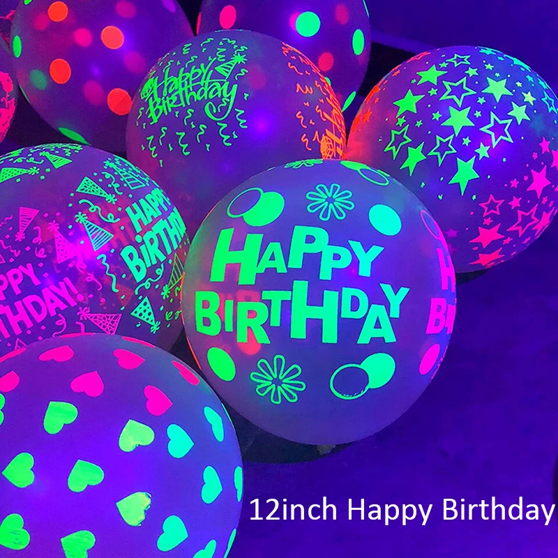 10/20/30 Pz 12 Pollici Palloncino Fluorescente Bagliore Al Buio Bagliore Luminoso Cuore D'Amore Baloon In Lattice Per La Decorazione Della Festa Di Co
