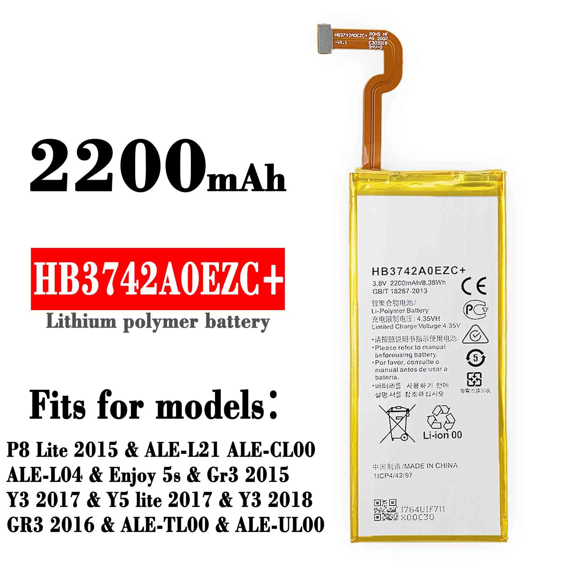 Ultima Batteria Di Ricambio Per Huawei Muslim+ Goditi 5S P8 Lite Gr3 P8 Ale-L21 Gr3 Y3 Y5 Gr3 Ale-Tl00 Ul00 Bateria