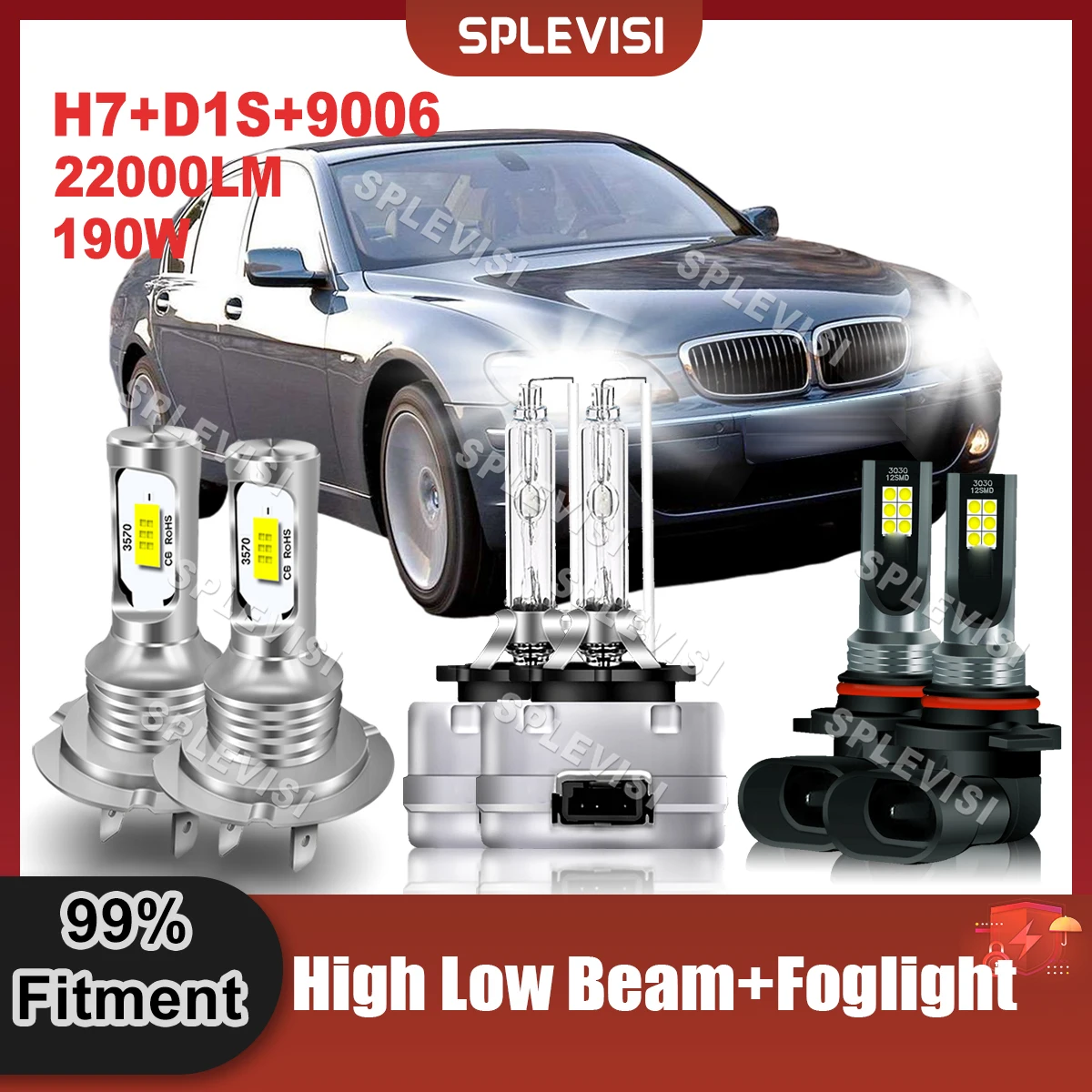 Sostituisci La Lampada Automatica Led Headlight H7 High Beam D1S Low Beam 9006/Hb4 Foglamp Combo Kit Per Bmw 750I 750Li 760Li 2006 2007 2008