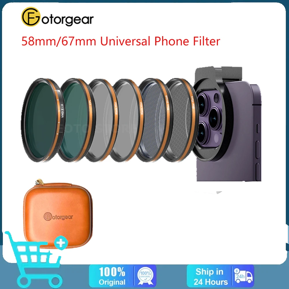 Fotorgear 58Mm 67Mm Kit Filtro Universale Per Telefono Cpl Star Variable Nd Filter Per Smartphone/Iphone 13 14 Pro Max/Huawei/Xiaomi