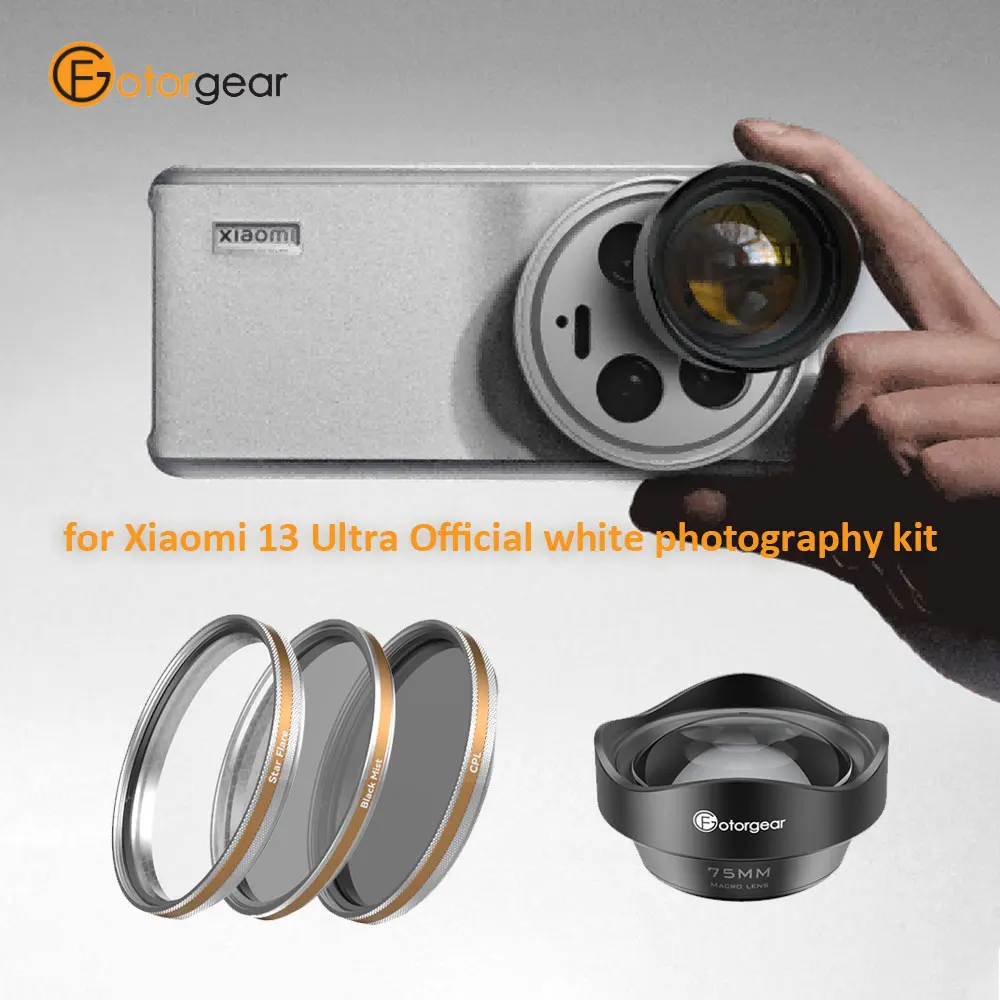 Fotorgear Filter Set 75Mm Macro Lens Cpl Black Mist Star Filter Per Xiaomi 13 Ultra Original White Photography Kit Accessory