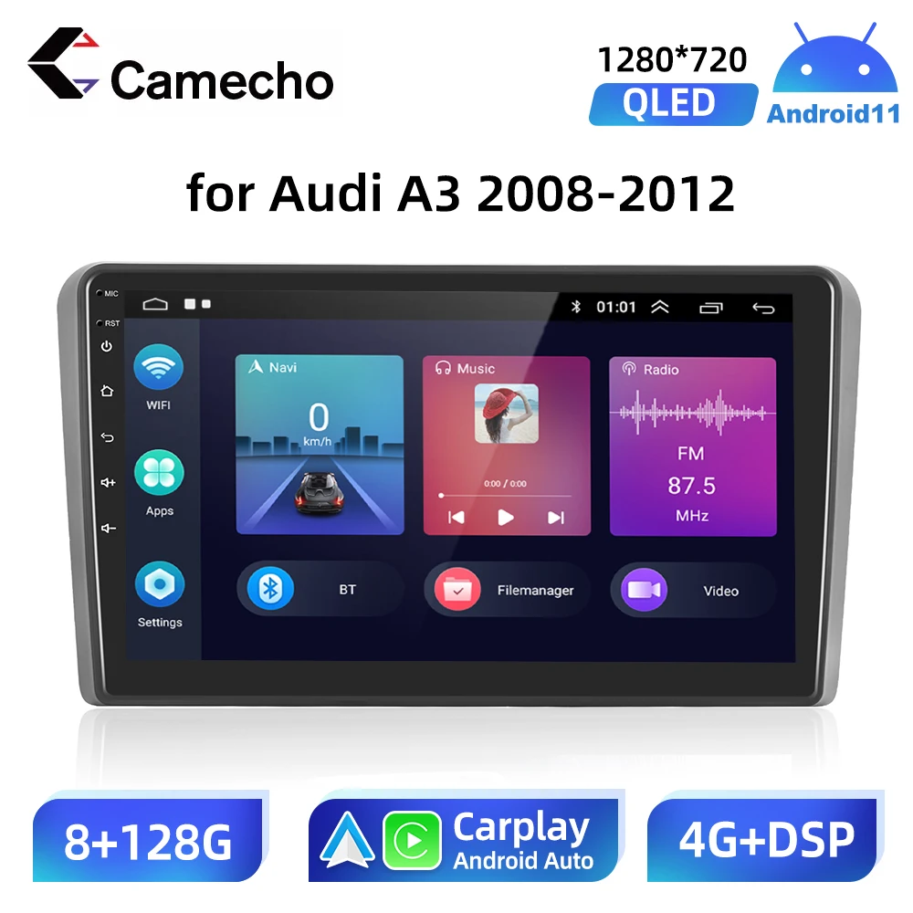 Camecho Car Multimedia Radio 2 Din Android Per Audi A3 8P 2008 - 2012 Automotive Intelligent System Navigatore Per Auto Gps