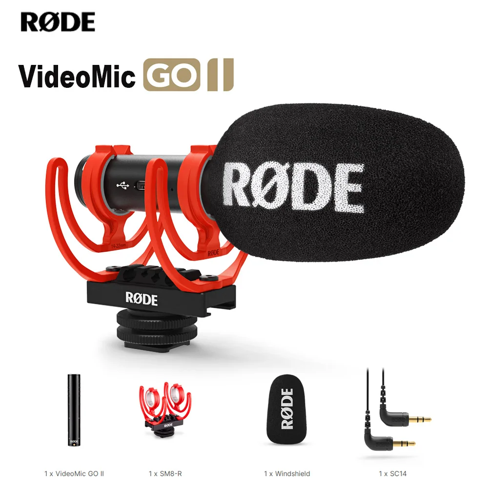 Rode Videomic Go Ii Professional Studio Microfono Video Mic Per Pc Telefono Dslr Fotocamera Streaming Audio Video Mikrofon Portatile
