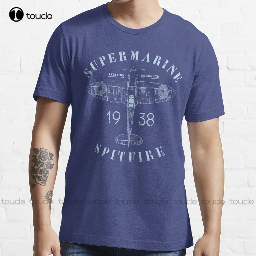 Spitfire Blueprint 1938 Raf, Royal Air Force, Fighter Command, Aerei Ww2, Aerei, Aviazione, T-Shirt Vintage Xs-5Xl Unisex