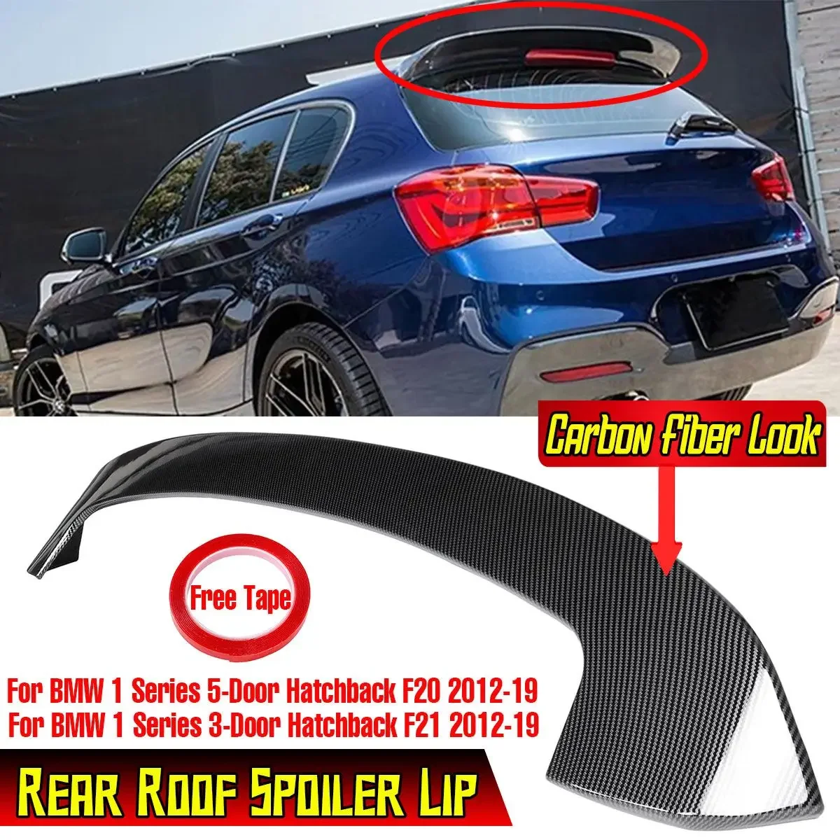 Car Rear Roof Trunk Spoiler Wing Lip Extension Per Bmw Serie 1 F20 F21 3/5-Door Hatchback 2012-2019 Posteriore Roof Wing Spoiler Lip