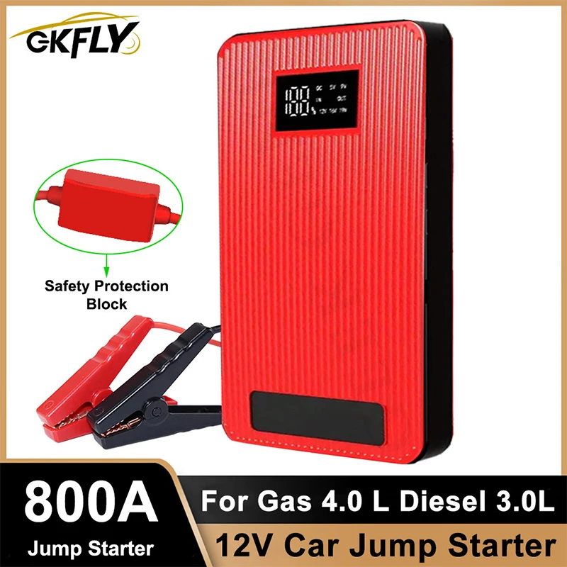 12V Car Jump Starter 8000Mah Power Bank Dispositivo Di Avviamento Automatico 800A Car Battery Booster Emergency Buster Jump Start Cable