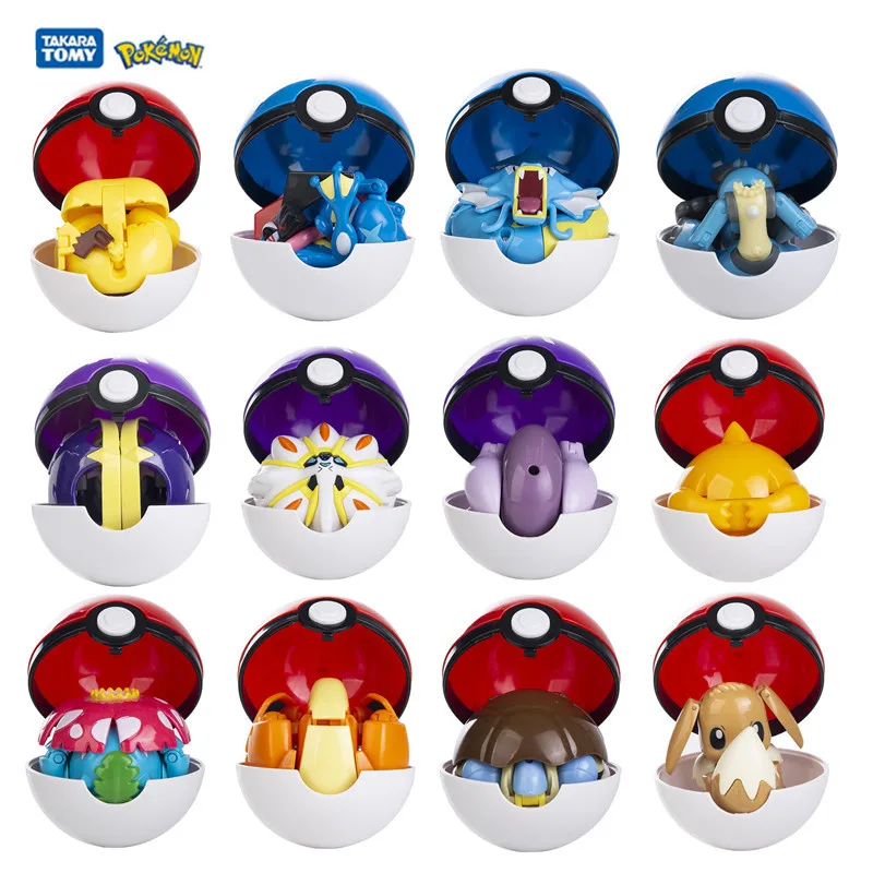 New Genuine Pokemon 9 Stili Diversi Set Di Giocattoli Pokeball Pocket Monster Pikachu Eevee Charizard Gyarados Blastamg Figure Model