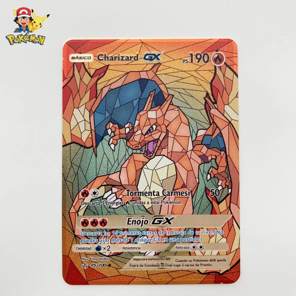 22 Style New Pokemon Cards Carte Pokemon In Metallo Dorato Carte In Ferro Duro Spagnolo Mewtwo Pikachu Gx Charizard Vmax Pacchetto Game Coll