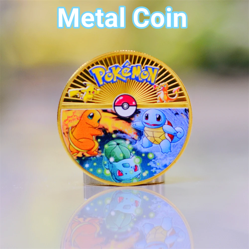 Pokemon Coine Metal Pokemon Coins Pikachu Vmax Anime Moneta Commemorativa Charizard Gx Mewtwo Gold Iron Hard Cards Giochi Giocattoli Per Bambini