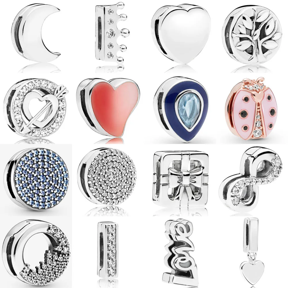 Commercio All'Ingrosso 100% 925 Sterling Silver Reflexions Clip Charm Fit Originale Pandora Reflexions Bracciale Gioielli Fai Da Te