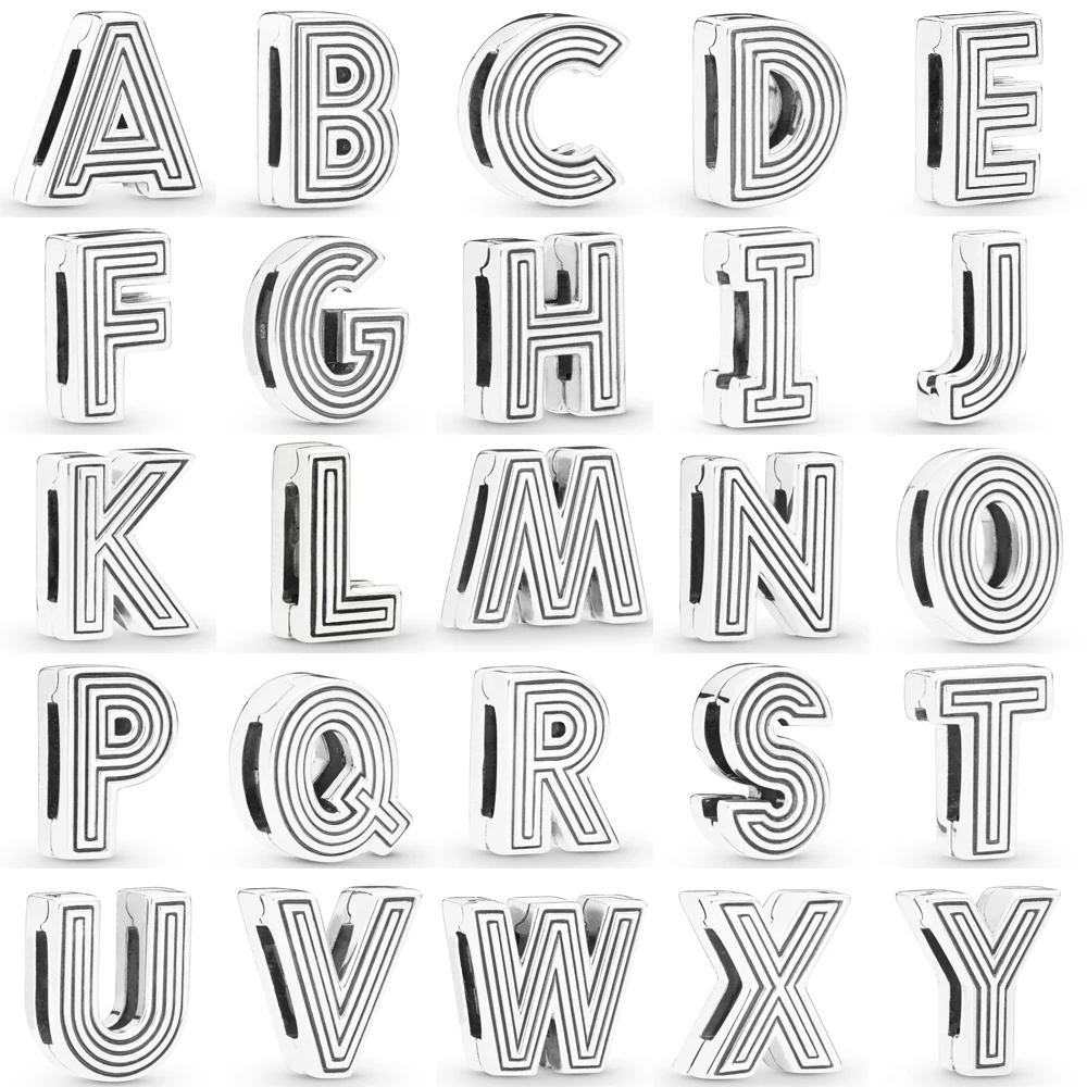 2022 All'Ingrosso 925 Sterling Silver 26 Letter Charm Fit Originale Pandora Reflexions Bracciale Locator Clip Charm Bead Gioielli Fai Da Te