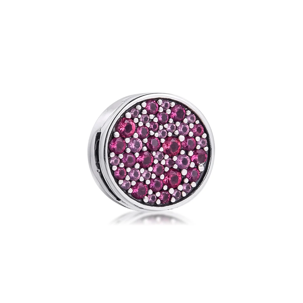 Ckk Silver 925 Sterling Adatto A Bracciali Pandora Reflexions Pink Pavé Clip Charm Creazione Originale