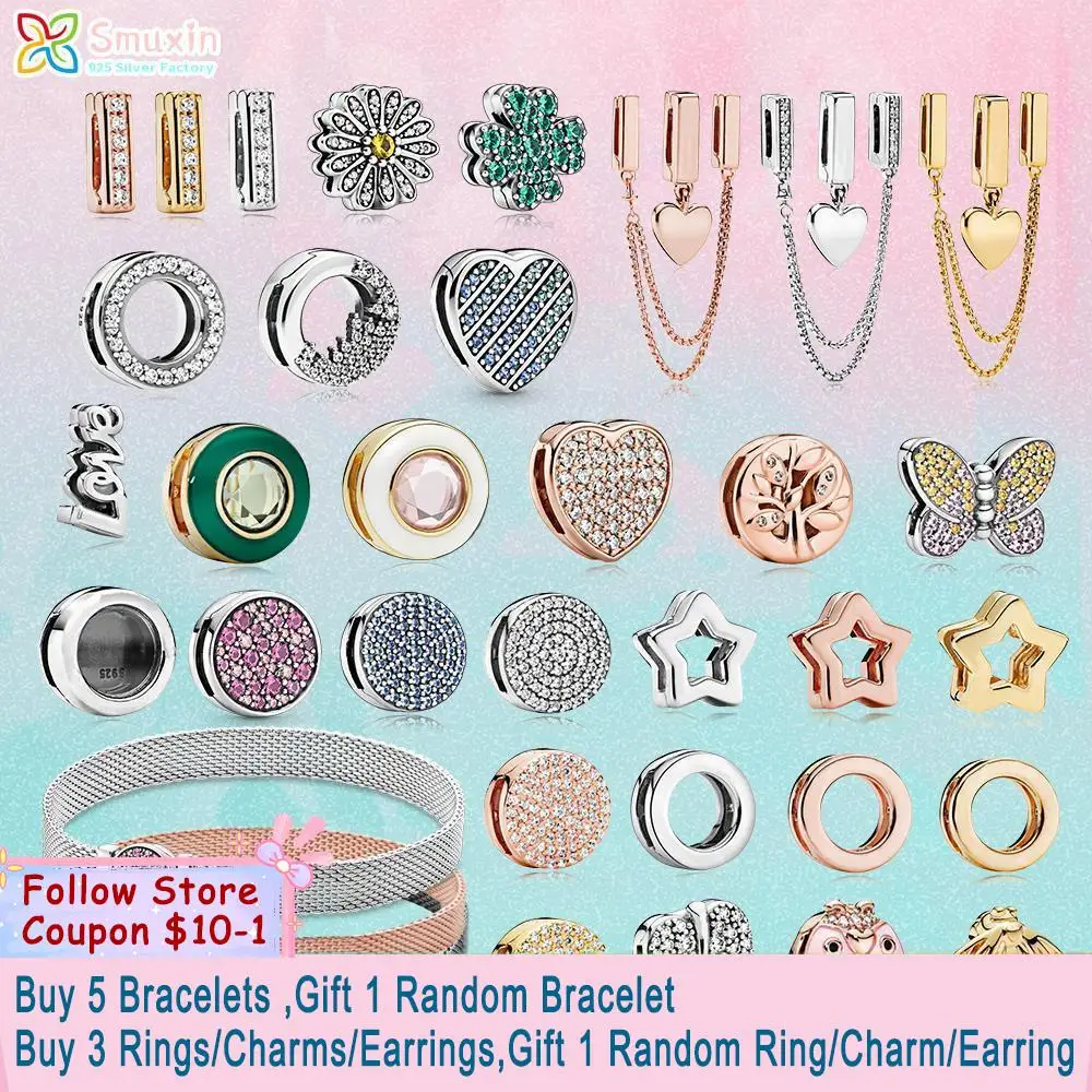 Smuxin Charms In Argento Sterling 925 Cerchio Albero Genealogico Cuore Daisy Charms Con Clip Di Fiori Misura Bracciali Pandora Originali