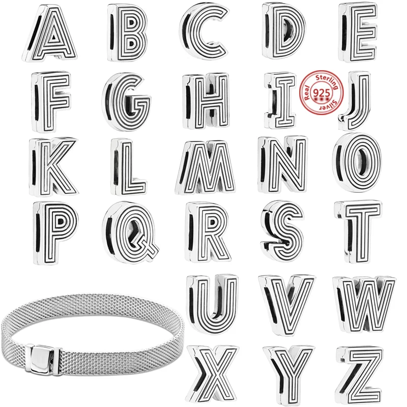 Autentico 925 Sterling Silver Alphabet Letter Clip Charms Beads Fit Original Pandora Reflexion Bracciali Donna Gioielli Fai Da Te Regali