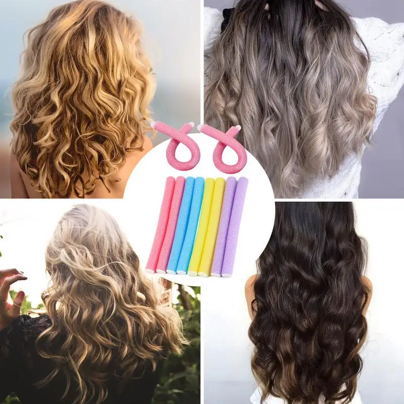 10Pcs Eva Sponge Hair Curling Stick Capelli Colorati Curling Wave Perm Rods Strumenti Per Lo Styling Dei Capelli Delle Donne Nessun Calore Uso Domesti
