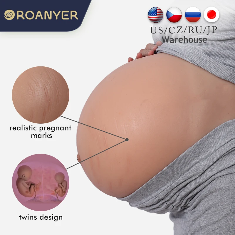 Roanyer Silicone Gemelli Finti Pancia Incinta Vestito Realistico Crossdress Shemale Pancia Gravidanza 10 Mesi Pelle Artificiale Fetish