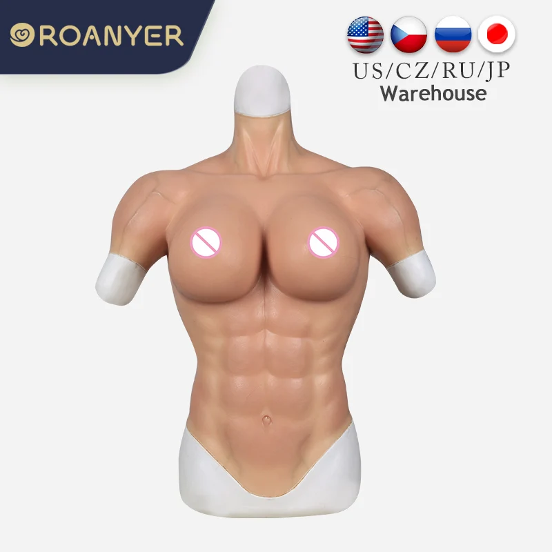 Tuta Muscolare Roanyer Con Tette Forme Del Seno Finto Muscoli Addominali Femminili Realistici Crossdresser D Cup Drag Queen Costumes
