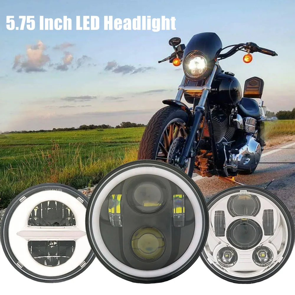 Moto 5.75 Pollici Led Faro Halo Ring Bianco Drl Angel Eye Per Dyna Sportster Xl 1200 883 5 3/4 "Fari Moto.