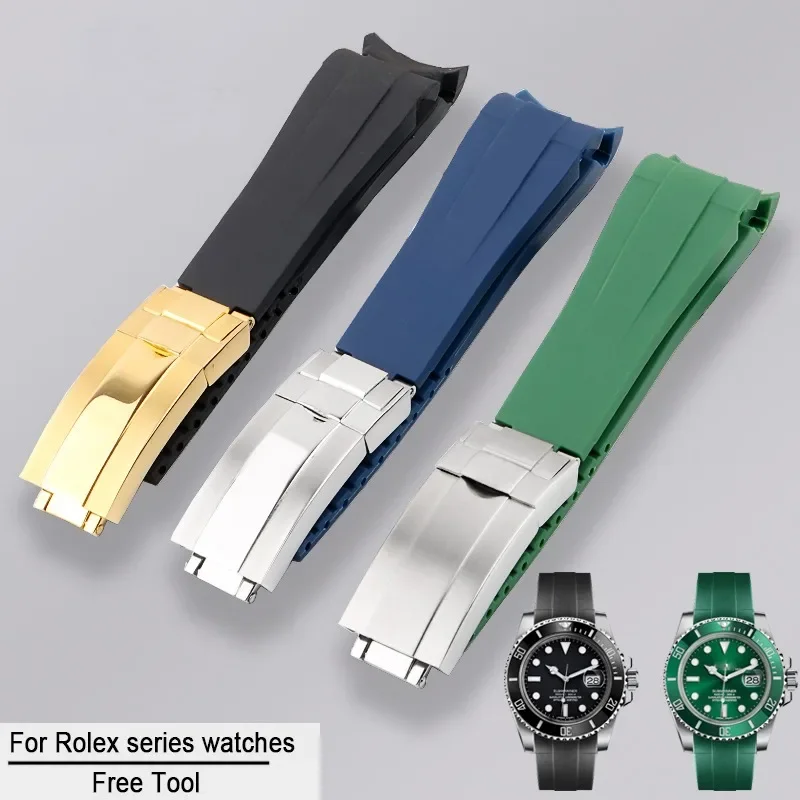 Orologio In Gomma Da 20Mm 21Mm Per Rolex Nero Verde Blu Water Ghost Ditongna Gmt Gomma B Catena Per Orologi Impermeabile In Silicone