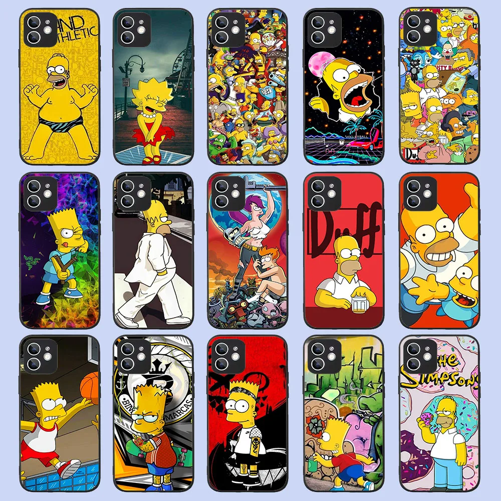 Sj-71 La Custodia In Silicone Simpson Per Iphone Xr Xs 11 12 13 14 Mini Plus Pro Max