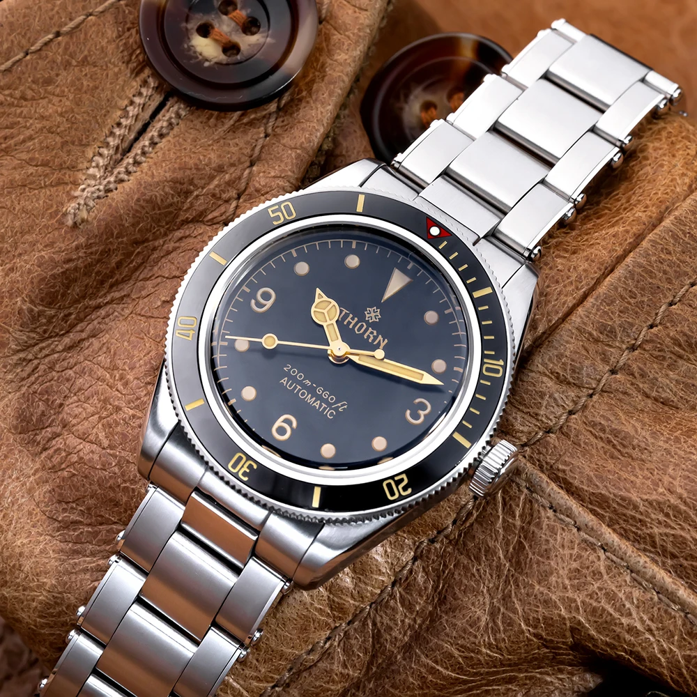 Thorn Bb58 39Mm Orologio Da Uomo Vintage Diver Nh35 Movimento Automatico Meccanico Zaffiro Cristallo 20Atm Impermeabile C3 Luminoso