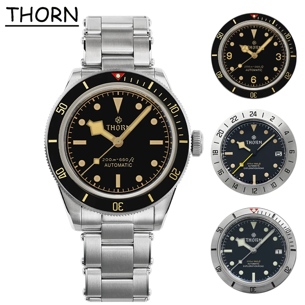 Thorn Bb58 39Mm Orologio Vintage Snowflake Hands Nh35 Movimento Automatico Orologio Subacqueo Meccanico Zaffiro Impermeabile C3 Luminoso
