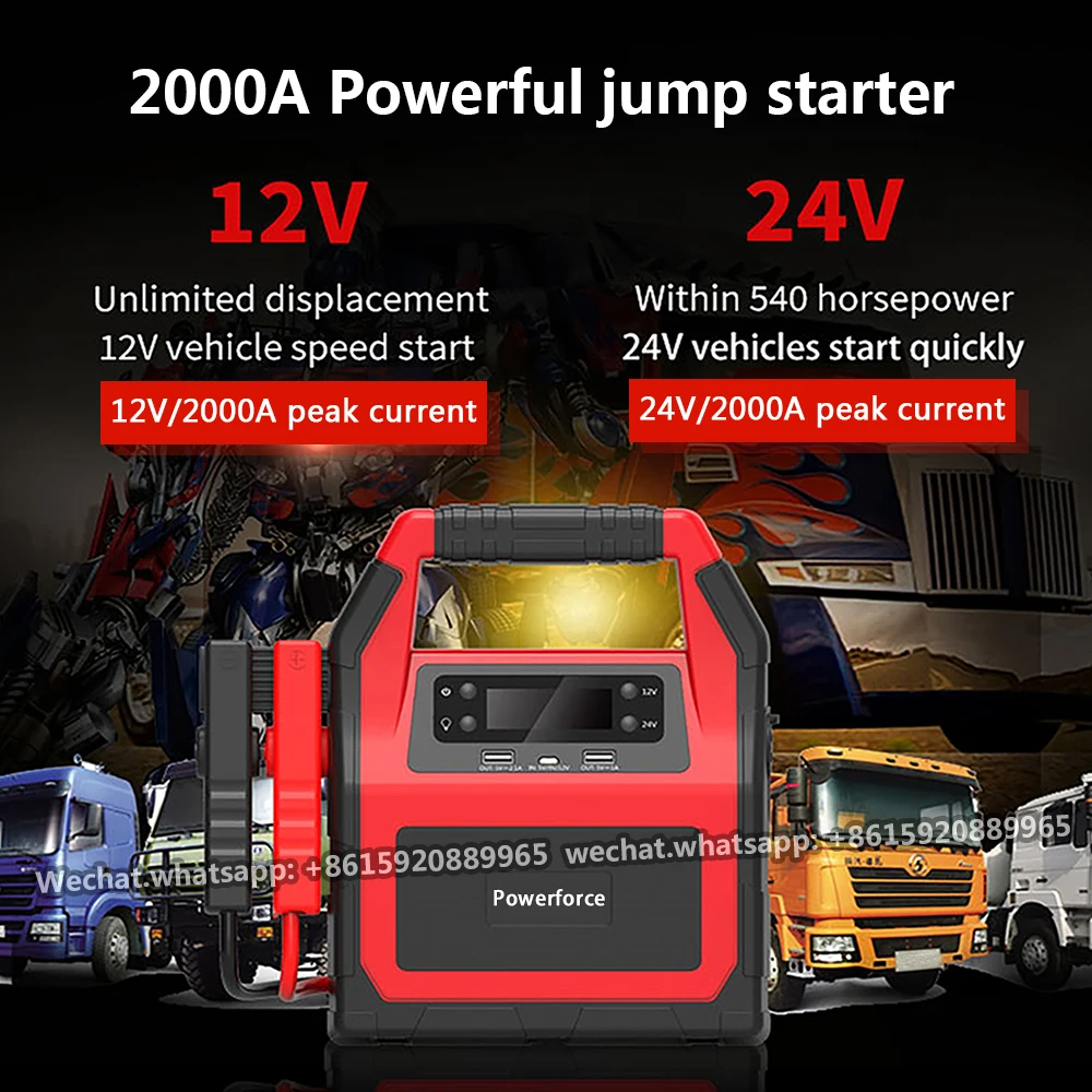 Rig Truck 46800Mah Booster Jump Starter Per 12V Car 24V Truck Diesel Gas Double Can Start Van/Bus/Tank/Pickup/Autocisterna/Escavatore