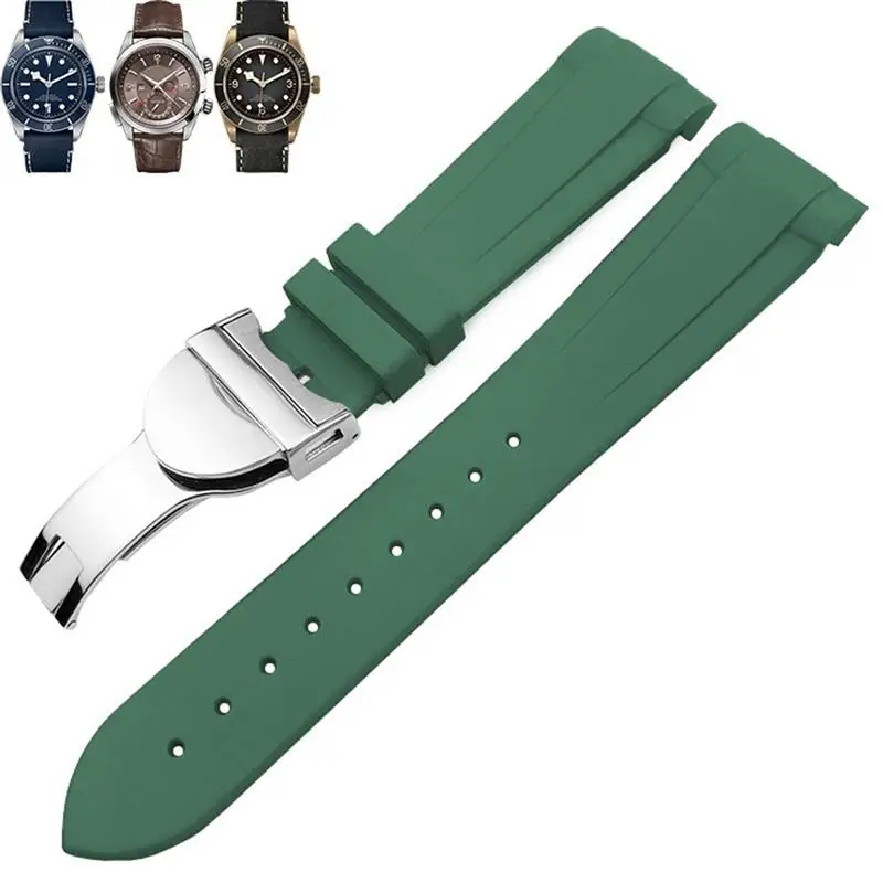 Pcavo Cinturino In Gomma Naturale 20Mm 22Mm Speciale Per Tudor Pelagos 1958 39Mm 41Mm Perno Di Agos/Cinturino In Silicone Con Fibbia Pieghevole