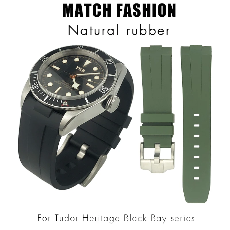 Cinturino In Gomma 23Mm 22Mm 24Mm Cinturino Per Orologio Adatto Per Tudor Heritage Black Bay Bronze Pelagos Nero Rosso Braccialetti Sportivi Impermeab