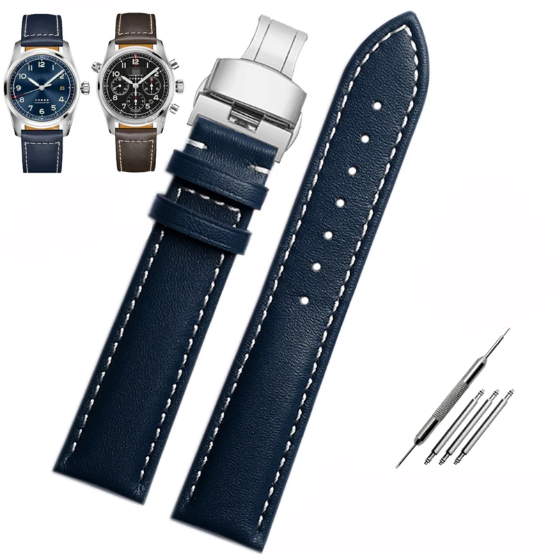 20Mm 21Mm 22Mm Cinturino In Pelle Tinta Unita Per Longines Pioneer Machinery L3.810/L3.820 Series Men Iwc Tudor Citizen Watch Band Bracciale