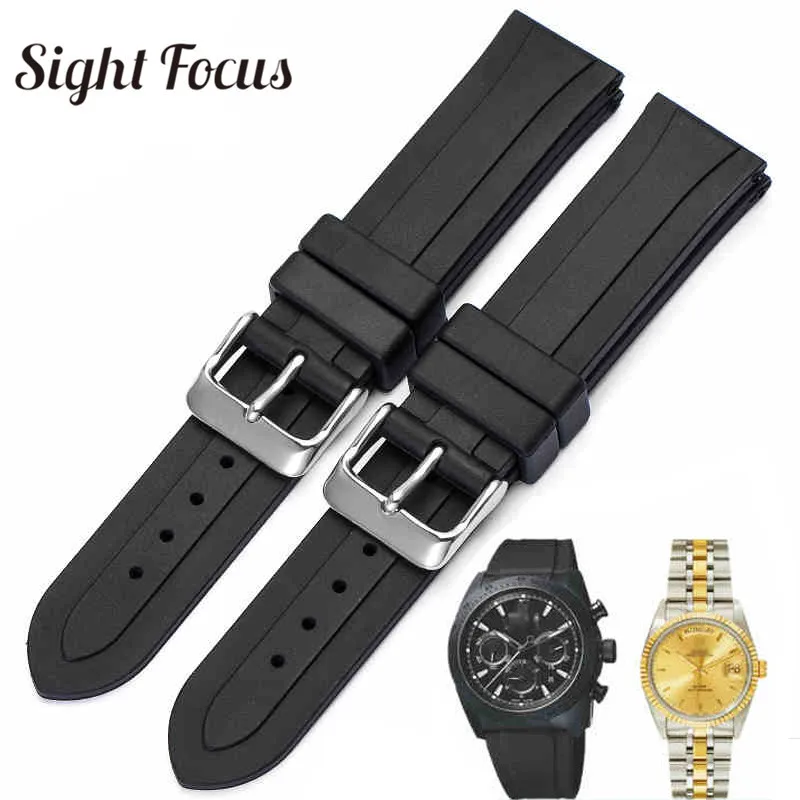 19 Millimetri Di Gomma Di Silicone Della Vigilanza Di Sport Della Fascia Per Tudor Pelagos Tissot T41 Cinturino Di Vigilanza Impermeabile Cintura Mont