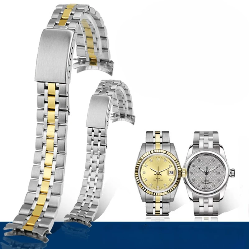 Cinturino Per Orologio Con Estremità Curva 13Mm 17Mm 19Mm 20Mm Cinturino In Acciaio Inossidabile Dorato Argento Per Cinturino Da Polso Tudor Hydro Chi