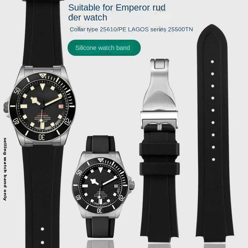 Cinturino Per Orologio In Silicone Con Interfaccia Convessa Per Tudor Pelagos Tomahawk Series 25500 25600 Cinturino In Gomma Impermeabile Morbido Nero