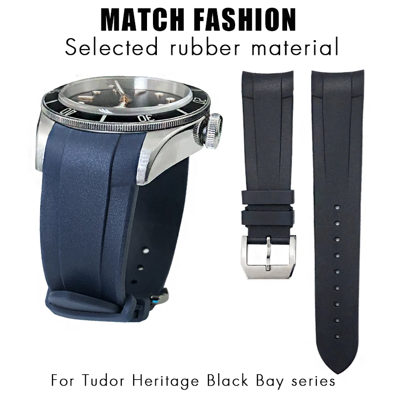 Cinturino In Gomma 22Mm 20Mm Cinturino In Silicone Per Tudor Heritage Black Bay 1958 Bracciali Sportivi Impermeabili Neri Pelagos