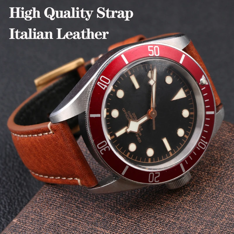 Cinturino In Pelle Italiana Per Tudor Bronze Black Shield Citizen Tissot Watch Strap Con Chiusura Pieghevole Bracciale Blu Marrone 22Mm