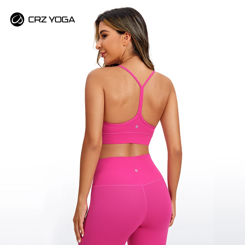 Crz Yoga Womens Butterluxe Y-Back Racerback Reggiseno Sportivo-Spaghetti Cinghie Sottili Scollo Tondo Reggiseno Yoga Imbottito Atletico
