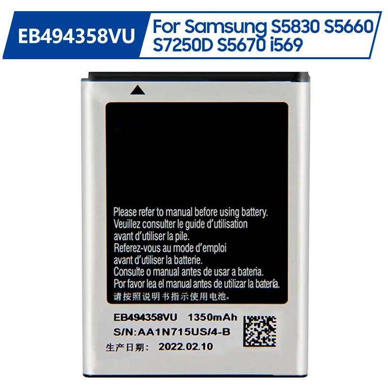 Batteria Di Ricambio Eb494358Vu Per Samsung Galaxy Ace S5830 S5660 S7250D S5670 I569 Batterie Ricaricabili Per Telefoni 1350Mah
