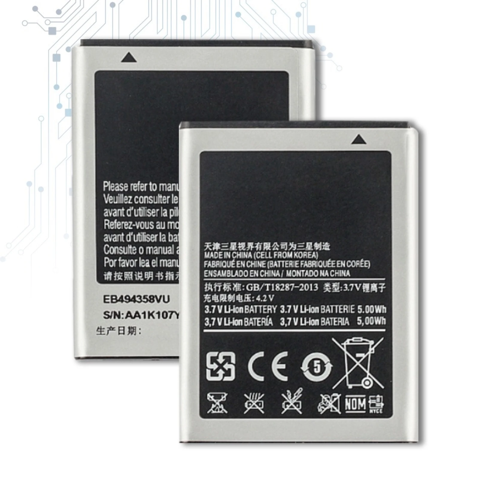 Batteria Compatibile Per Samsung Galaxy Ace S5830 S5830I S5839 Eb494358Vu