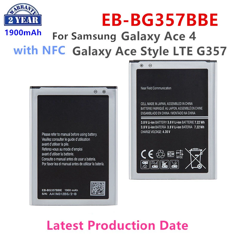 Nuovissima Batteria Sostitutiva Eb-Bg357Bbe 1900Mah Per Samsung Galaxy Ace 4 Galaxy Ace Style Lte Sm-G357Fz G357 Con Nfc