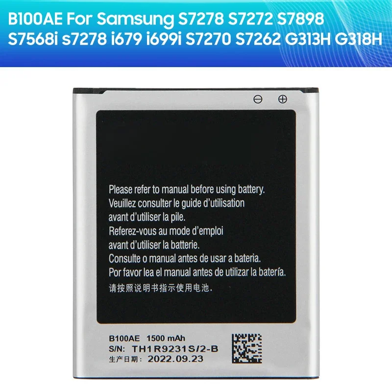 Sostituzione Della Batteria Del Telefono B100Ae Per Samsung Galaxy Ace 3 Ace 4 S7898 S7278 S7272 S7568I S7278 S7270 S7390 G313H G318H 1500Mah