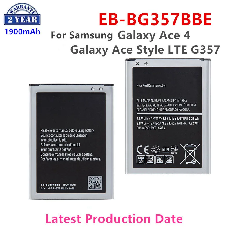Nuovissima Batteria Sostitutiva Eb-Bg357Bbe 1900Mah Per Samsung Galaxy Ace 4 Galaxy Ace Style Lte Sm-G357Fz G357 No Nfc