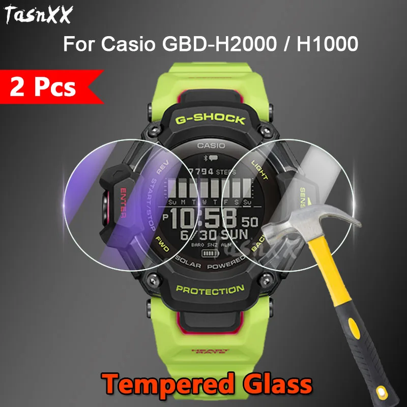 2 Pezzi Per Casio Gbd-H2000 Gbd-H1000 Gbd H2000 2.5D Pellicola Proteggi Schermo In Vetro Temperato Ultra Sottile Trasparente/Anti Viola 9H