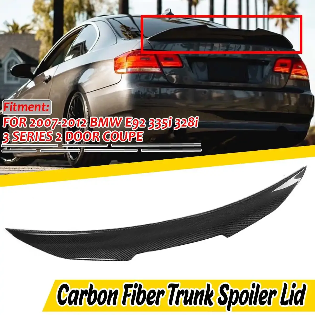 E92 Car Rear Spoiler Wing Extension Per Bmw E92 335I 328I 3 Series 2 Door Coupe 2007-2012 Rear Trunk Boot Spoiler Lip Body Kit